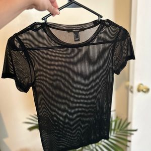 Forever 21 Black Sheer Short Sleeve Shirt